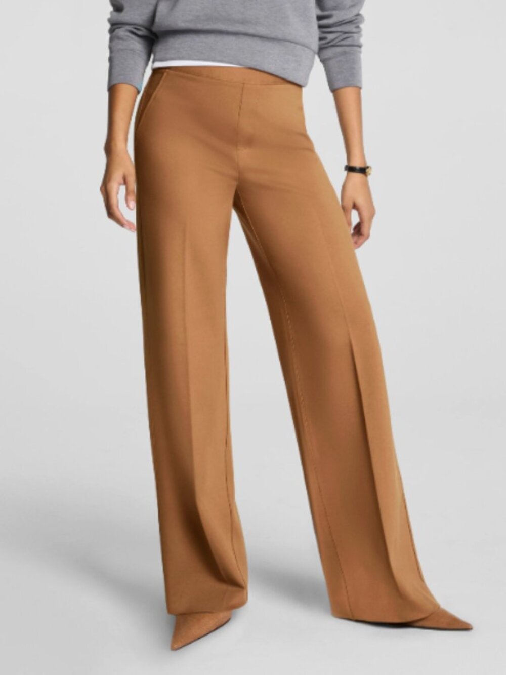 SPANXsupersmooth® PerfectFit Ponte Wide Leg Pant, Maplewood/Camel, Size L Reg